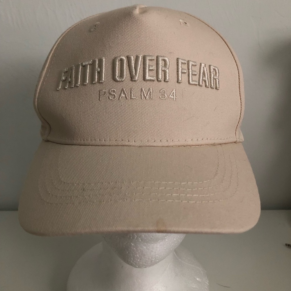 Faith Over Fear Cream Embroidered Trucker Hat